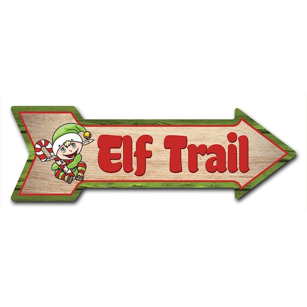 Elf Trail Arrow Decal Funny Home Decor 24in Wide